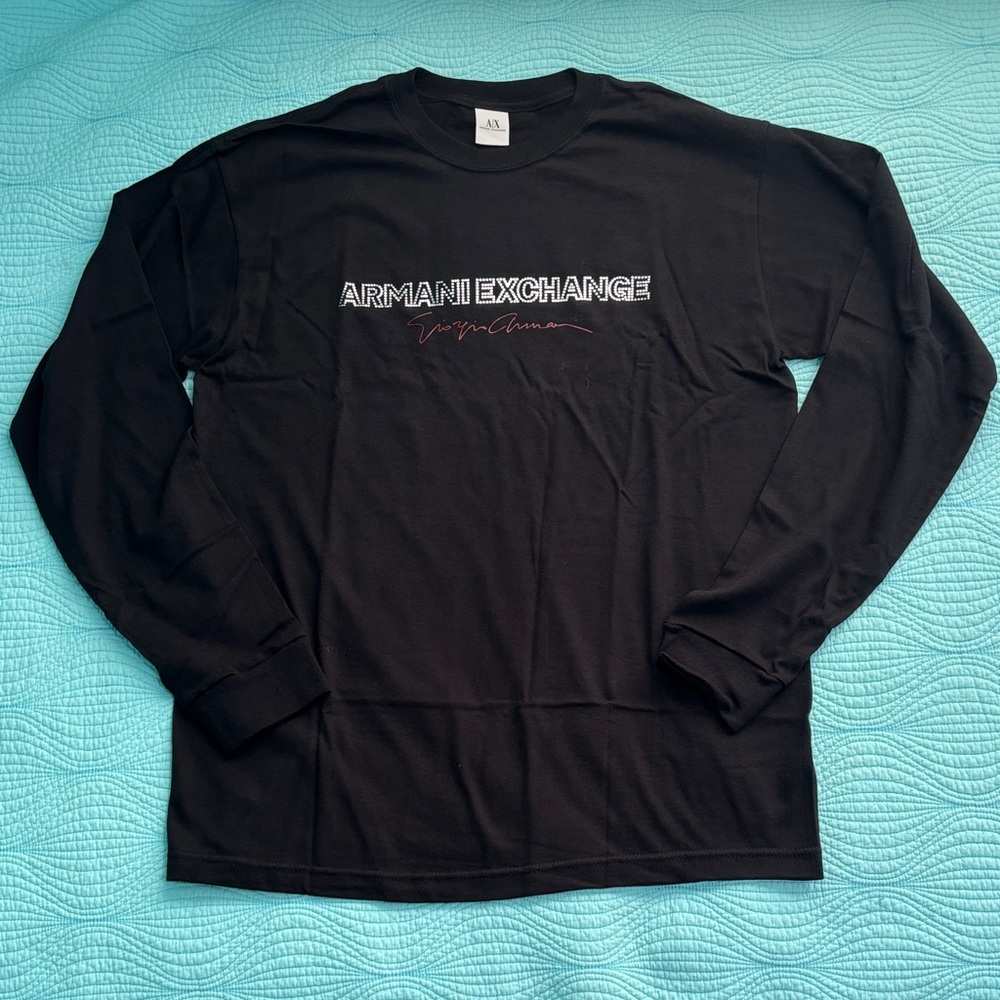 Armani Exchange Black Graphic Long Sleeve Shirt